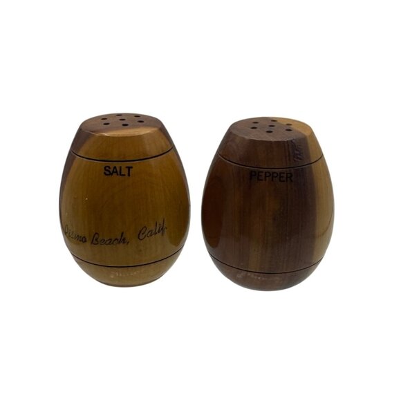 Vintage Handcrafted Wooden Salt & Pepper Shakers From Pismo Beach Calif - Picture 1 of 5